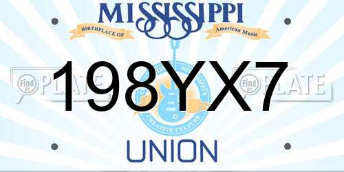 198YX7 Mississippi License Plate