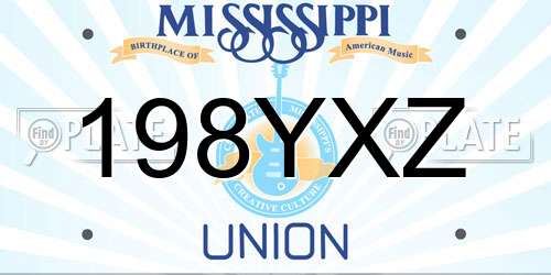 198YXZ Mississippi License Plate