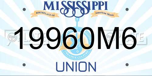 19960M6 Mississippi License Plate