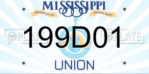 199D01 Mississippi License Plate