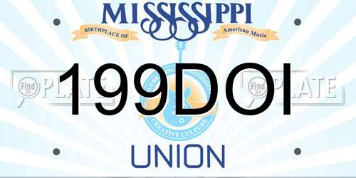 199DOI Mississippi License Plate