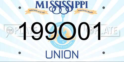 199O01 Mississippi License Plate