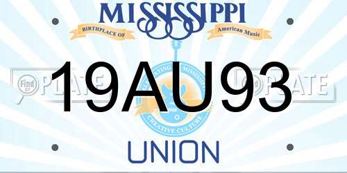 19AU93 Mississippi License Plate