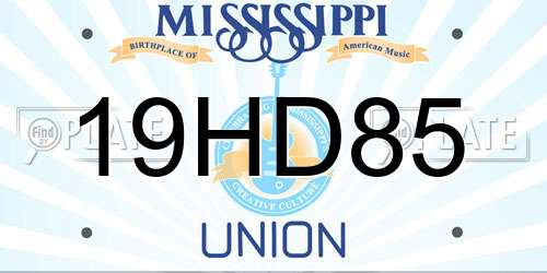 19HD85 Mississippi License Plate