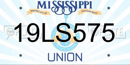 19LS575 Mississippi License Plate