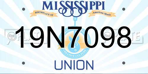 19N7098 Mississippi License Plate