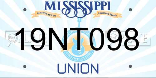 19NT098 Mississippi License Plate