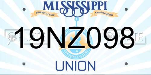 19NZ098 Mississippi License Plate