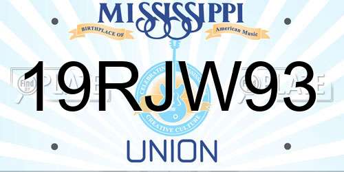19RJW93 Mississippi License Plate