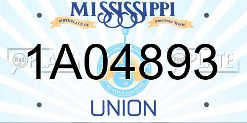 1A04893 Mississippi License Plate