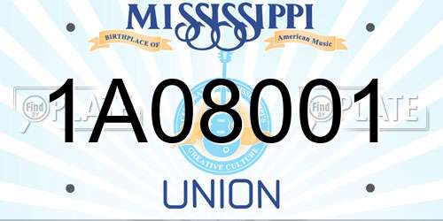 1A08001 Mississippi License Plate
