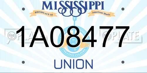 1A08477 Mississippi License Plate