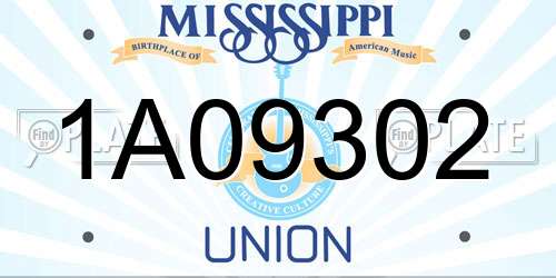 1A09302 Mississippi License Plate