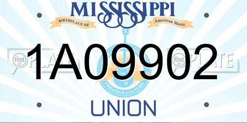 1A09902 Mississippi License Plate
