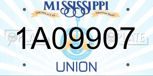 1A09907 Mississippi License Plate