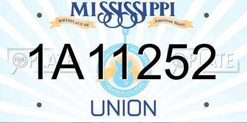 1A11252 Mississippi License Plate