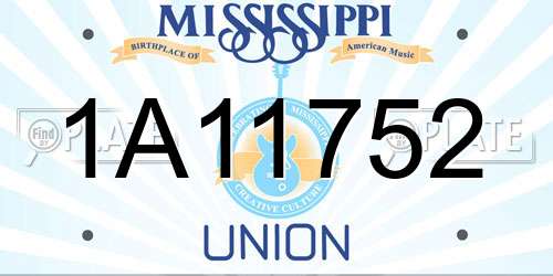 1A11752 Mississippi License Plate