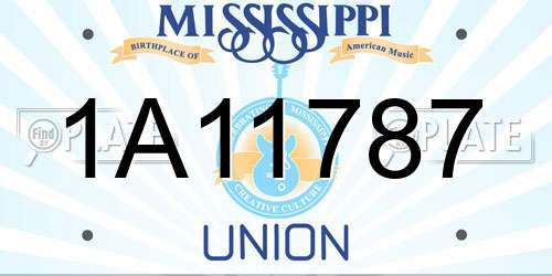 1A11787 Mississippi License Plate