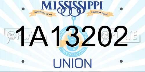 1A13202 Mississippi License Plate
