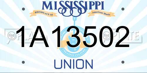 1A13502 Mississippi License Plate