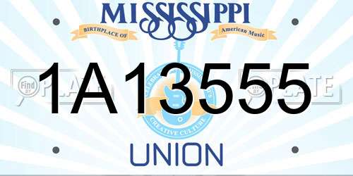 1A13555 Mississippi License Plate