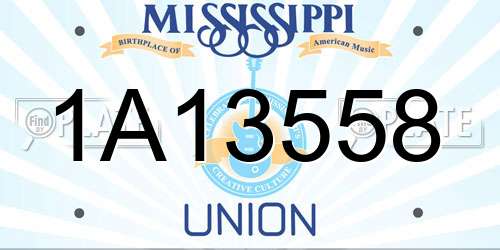 1A13558 Mississippi License Plate