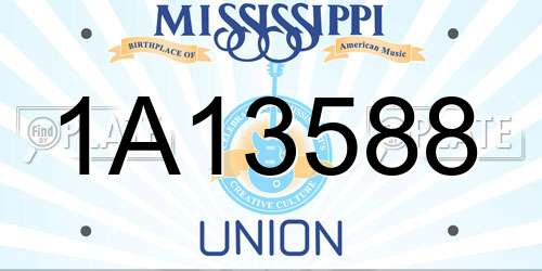 1A13588 Mississippi License Plate