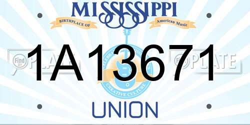 1A13671 Mississippi License Plate