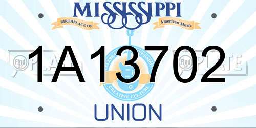 1A13702 Mississippi License Plate