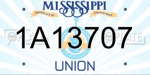 1A13707 Mississippi License Plate