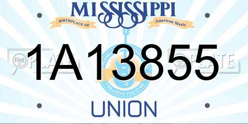 1A13855 Mississippi License Plate