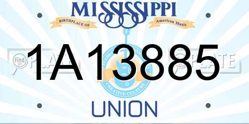 1A13885 Mississippi License Plate