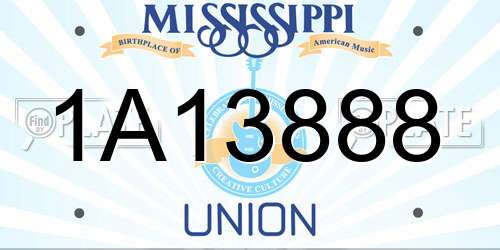 1A13888 Mississippi License Plate