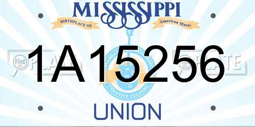 1A15256 Mississippi License Plate