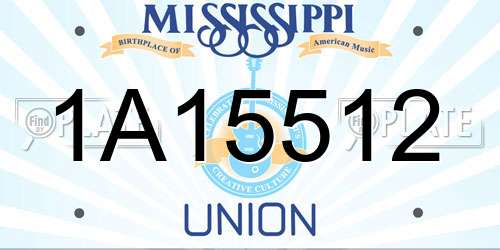 1A15512 Mississippi License Plate