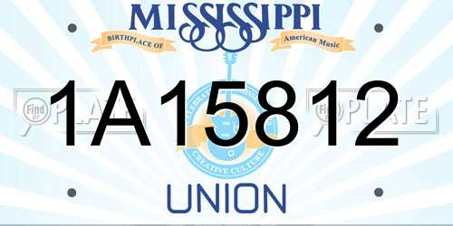 1A15812 Mississippi License Plate