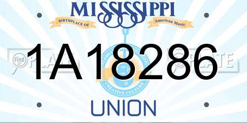 1A18286 Mississippi License Plate