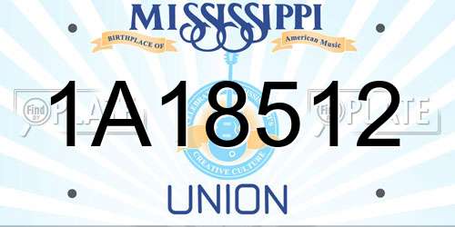 1A18512 Mississippi License Plate