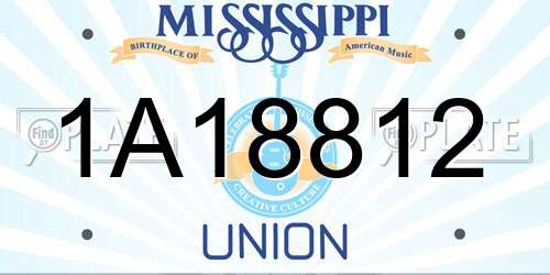 1A18812 Mississippi License Plate