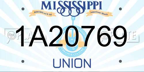 1A20769 Mississippi License Plate