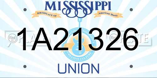 1A21326 Mississippi License Plate