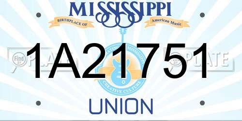 1A21751 Mississippi License Plate