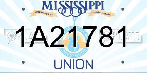 1A21781 Mississippi License Plate