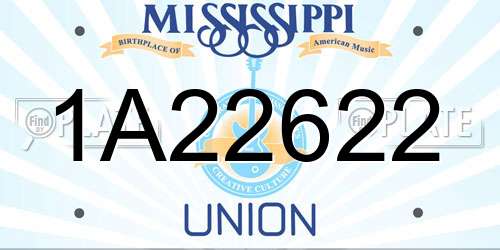 1A22622 Mississippi License Plate