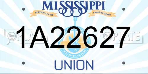 1A22627 Mississippi License Plate