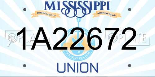 1A22672 Mississippi License Plate