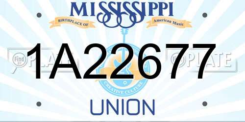1A22677 Mississippi License Plate
