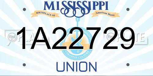 1A22729 Mississippi License Plate