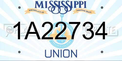 1A22734 Mississippi License Plate