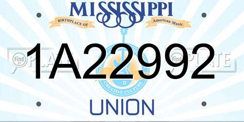 1A22992 Mississippi License Plate